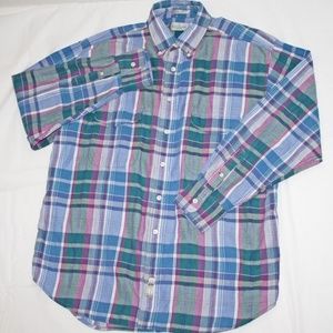Bill Blass Long Sleeve Button Front Plaid Shirt